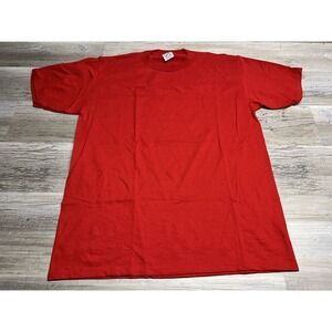 Vintage Jerzees Blank Red T-Shirt Size L 50/50 Heavyweight NOS USA Grunge